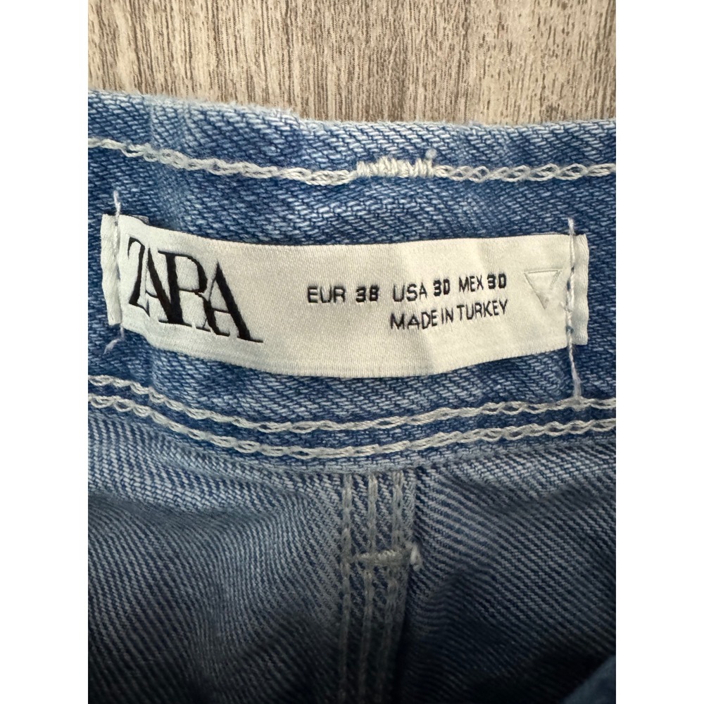Zara Carpenter Jeans Women's Blue Denim Utility Pocket Relaxed Fit Size 30 - Picture 3 of 9